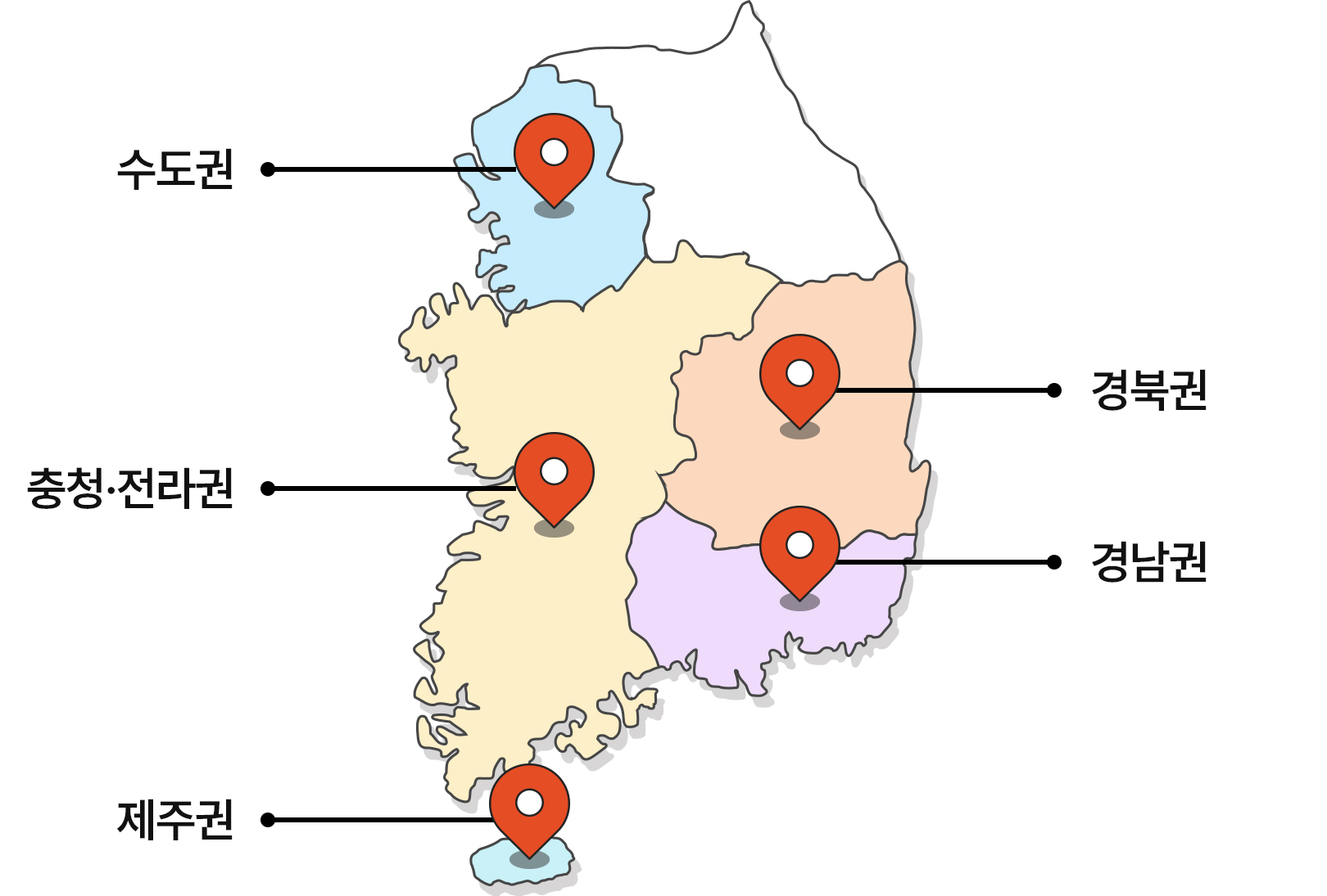 전국 권역별 협력사 네트워크 이미지